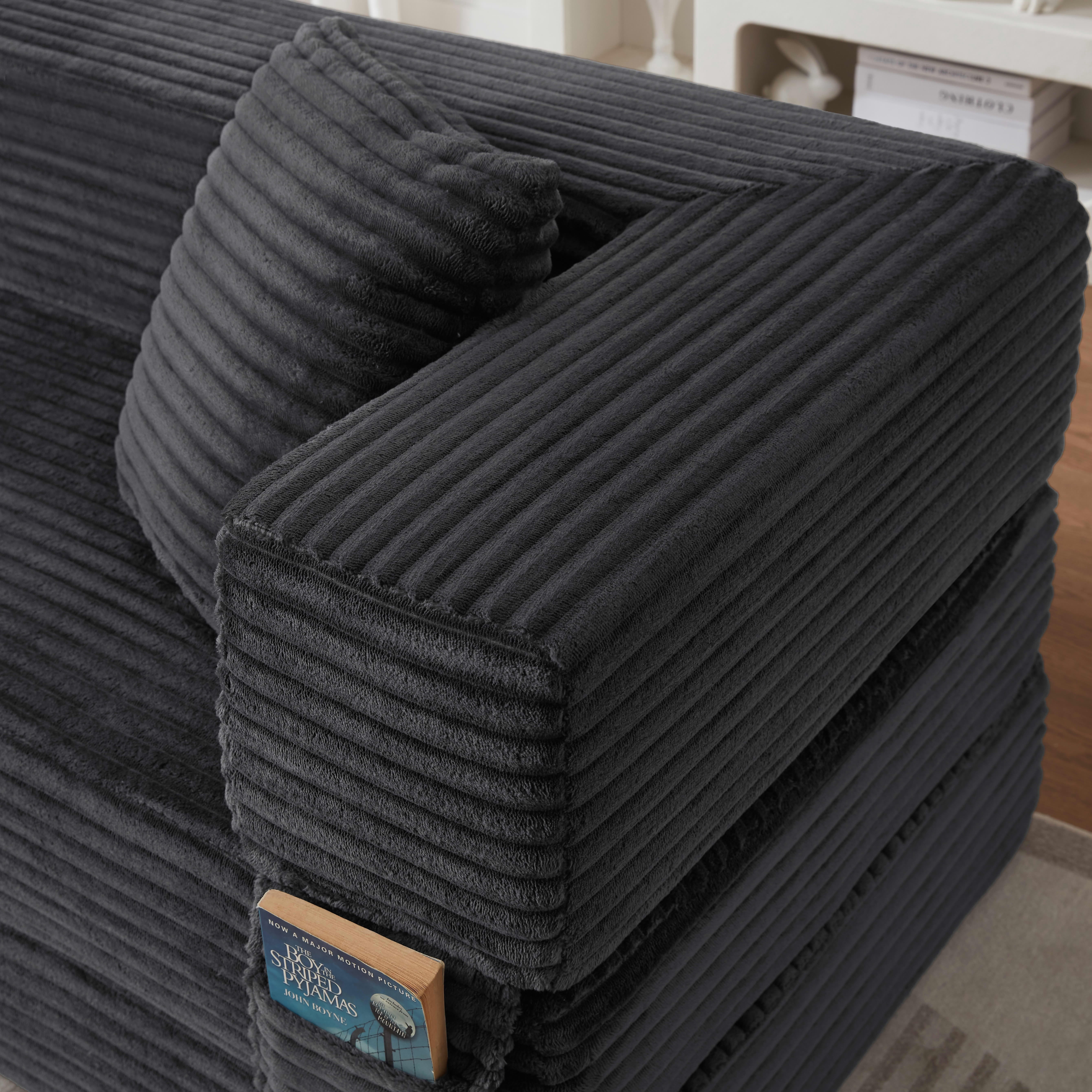 MAYEERTY Convertible Corduroy Sofa Bed, Modern Square 2-Tier Design, High-Density Foam, for Apartment & Living Room
