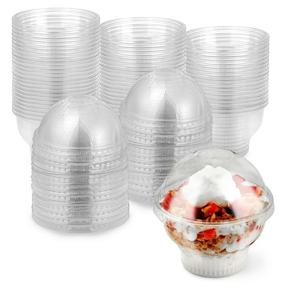 Stock Your Home 8 oz Clear Plastic Dessert Cups With Dome Lid - 50 Count