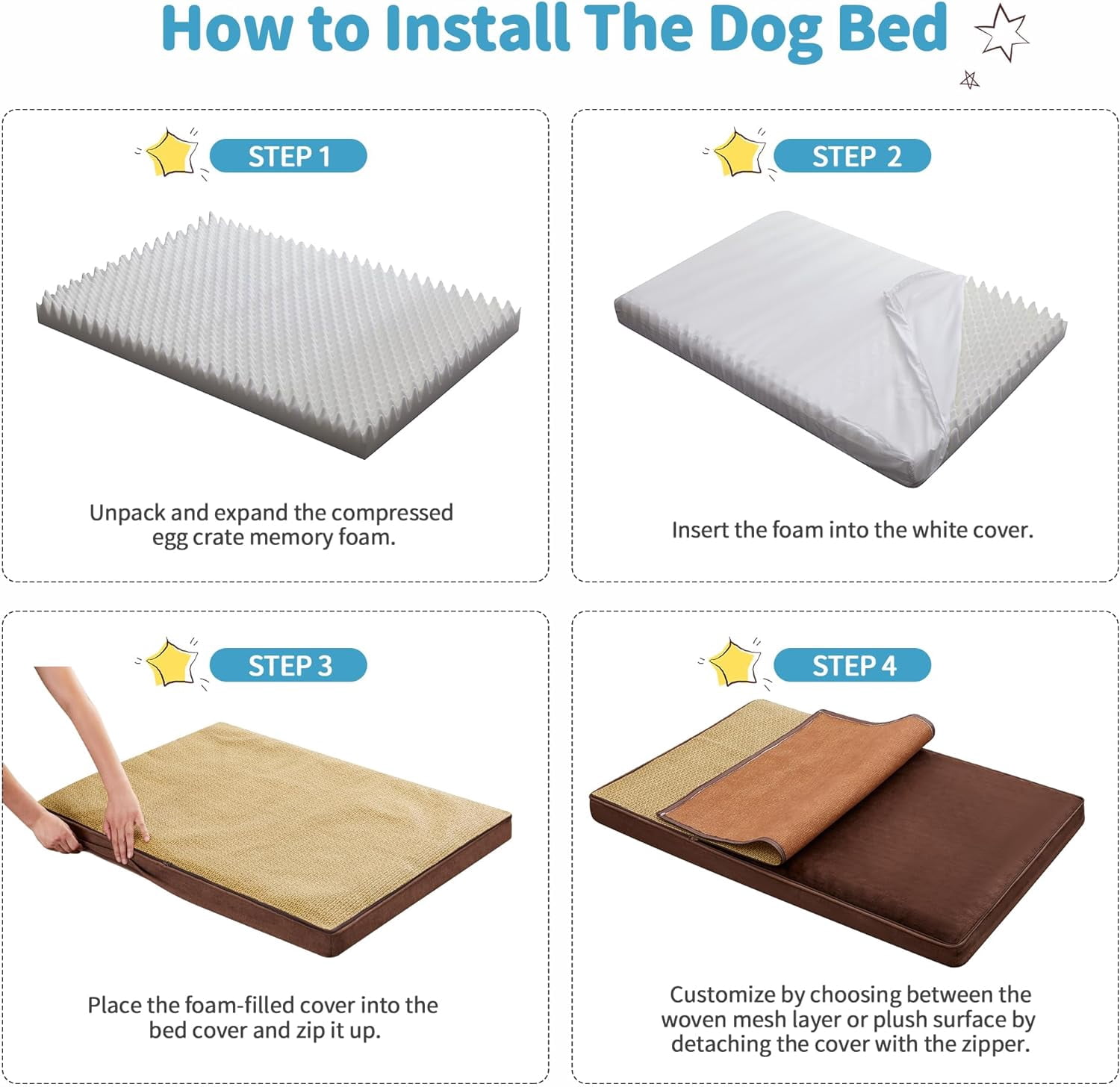 Extra Large 2-in-1 Waterproof Pet Bed with Removable Warm and Cool Covers, Brown