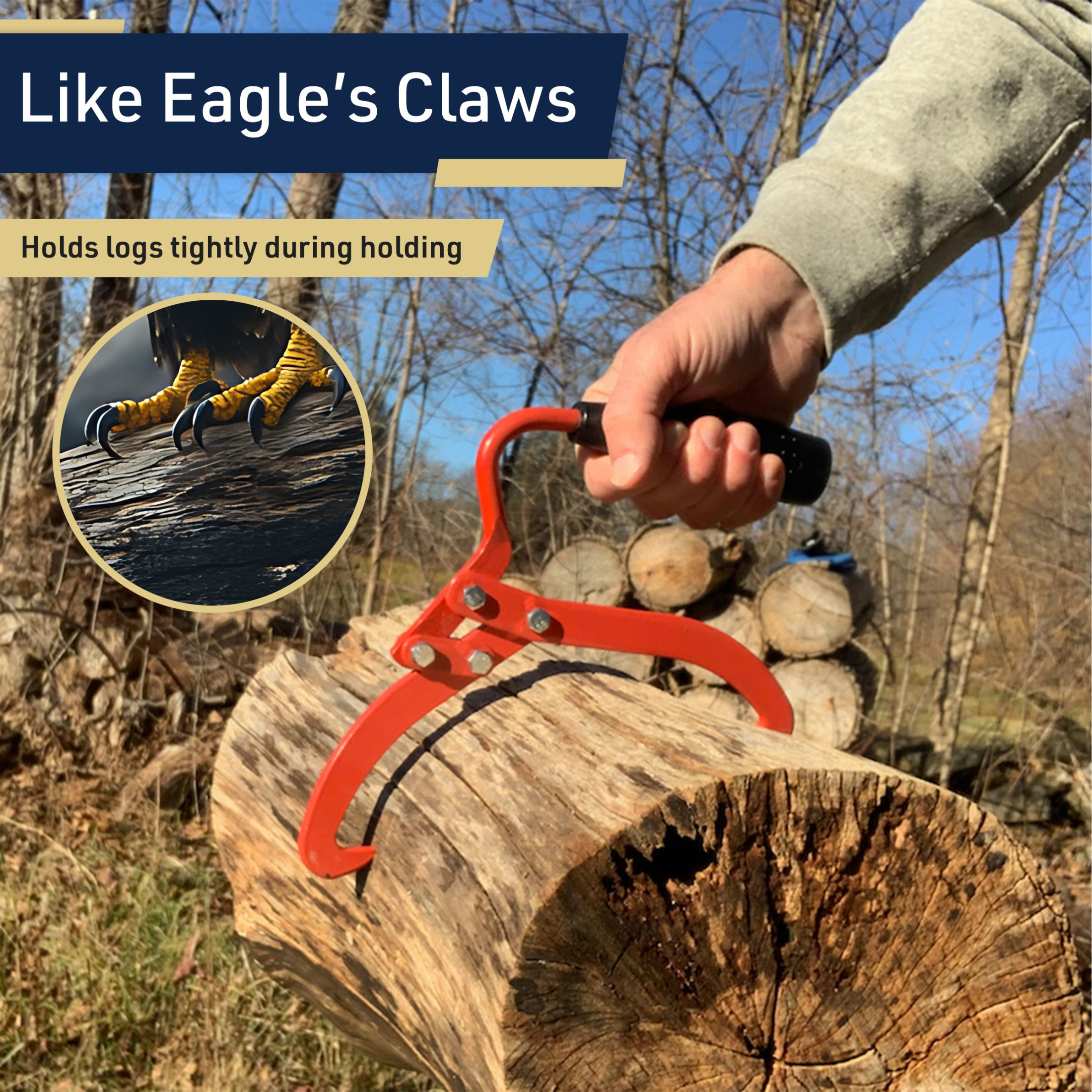 Kings County Tools Log Tongs Grabber Skidding Tongs with 6.75” Claw Opening