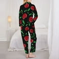 thumbnail image 5 of Junzan Cherry Print Womens Pajama Sets,Long Sleeve Button Down For Women Pjs 2 Piece, 5 of 9