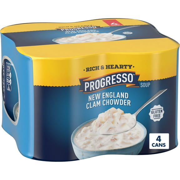 Progresso Rich & Hearty, New England Clam Chowder Soup, 18.5 oz., 4 Pack