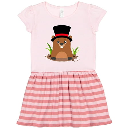 

Inktastic Groundhog Day with Groundhog in Top Hat Gift Toddler Girl Dress
