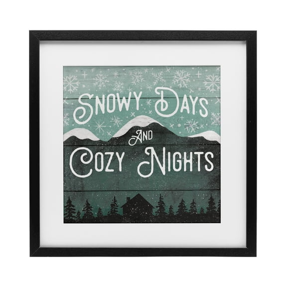 Stupell Industries Traditional Snowy Days And Cozy Nights Black Framed Print Under Glass, 13 x 13, by Jilly Jack Designs