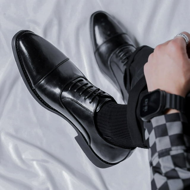 Zapatos de cuero para hombre, zapatos de negocios informales para hombre, zapatos de traje, zapatos de boda para novio para hombre