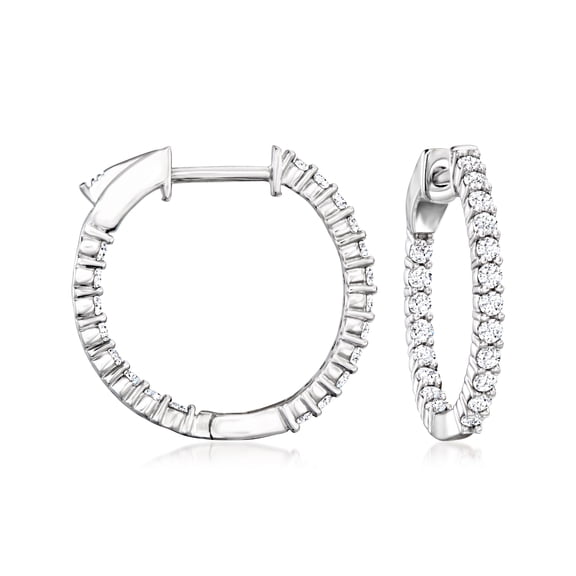 Ross-Simons 0.50 ct. t.w. Lab-Grown Diamond Inside-Outside Hoop Earrings in Sterling Silver, Women's, Adult