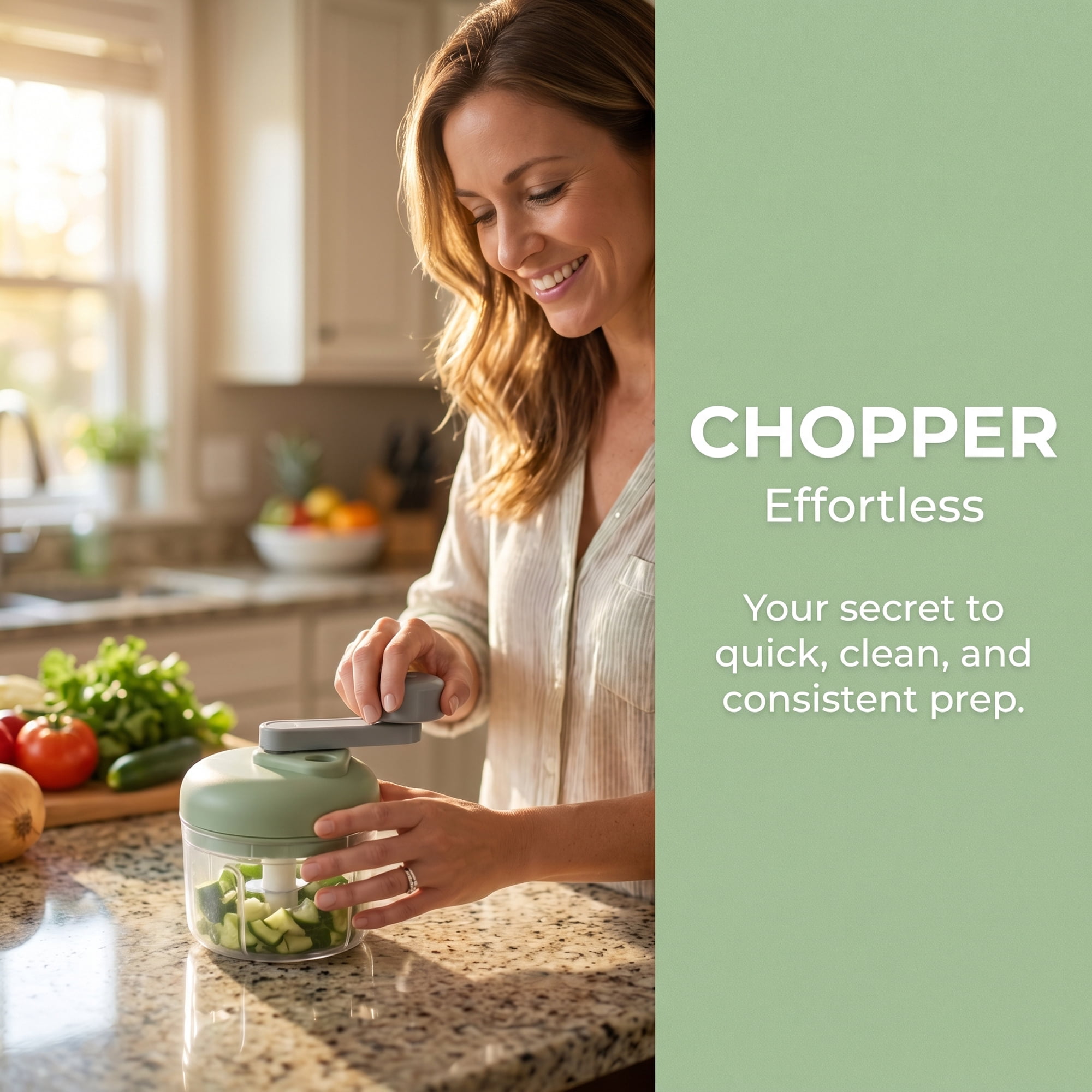 Unique Bargains Garlic Vegetable Chopper Food Processor Detachable Mini Grinder Green-3
