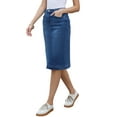 thumbnail image 4 of Denim Skirt for Women High Waist Split Back Pockets Knee Length Pencil Skirt L Blue, 4 of 6