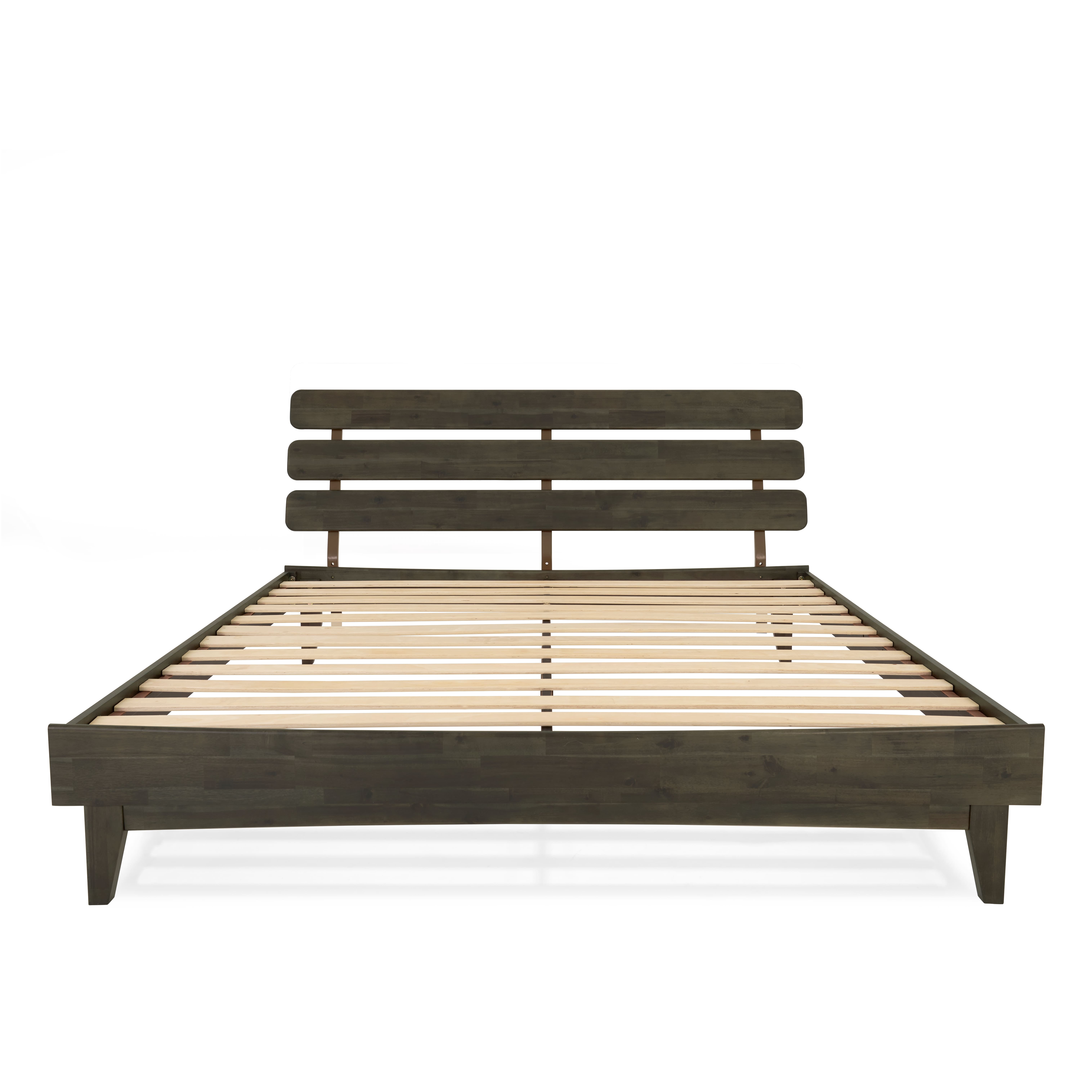 Dalen 45" King Bed Frame, Adjustable Headboard, Mid-Century, Solid Wood, Mocha