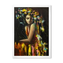 Designart 'Modern Portrait Of A Young Girl' Modern Framed Art Print