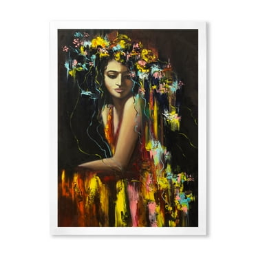 Designart 'Modern Portrait Of A Young Girl' Modern Framed Art Print