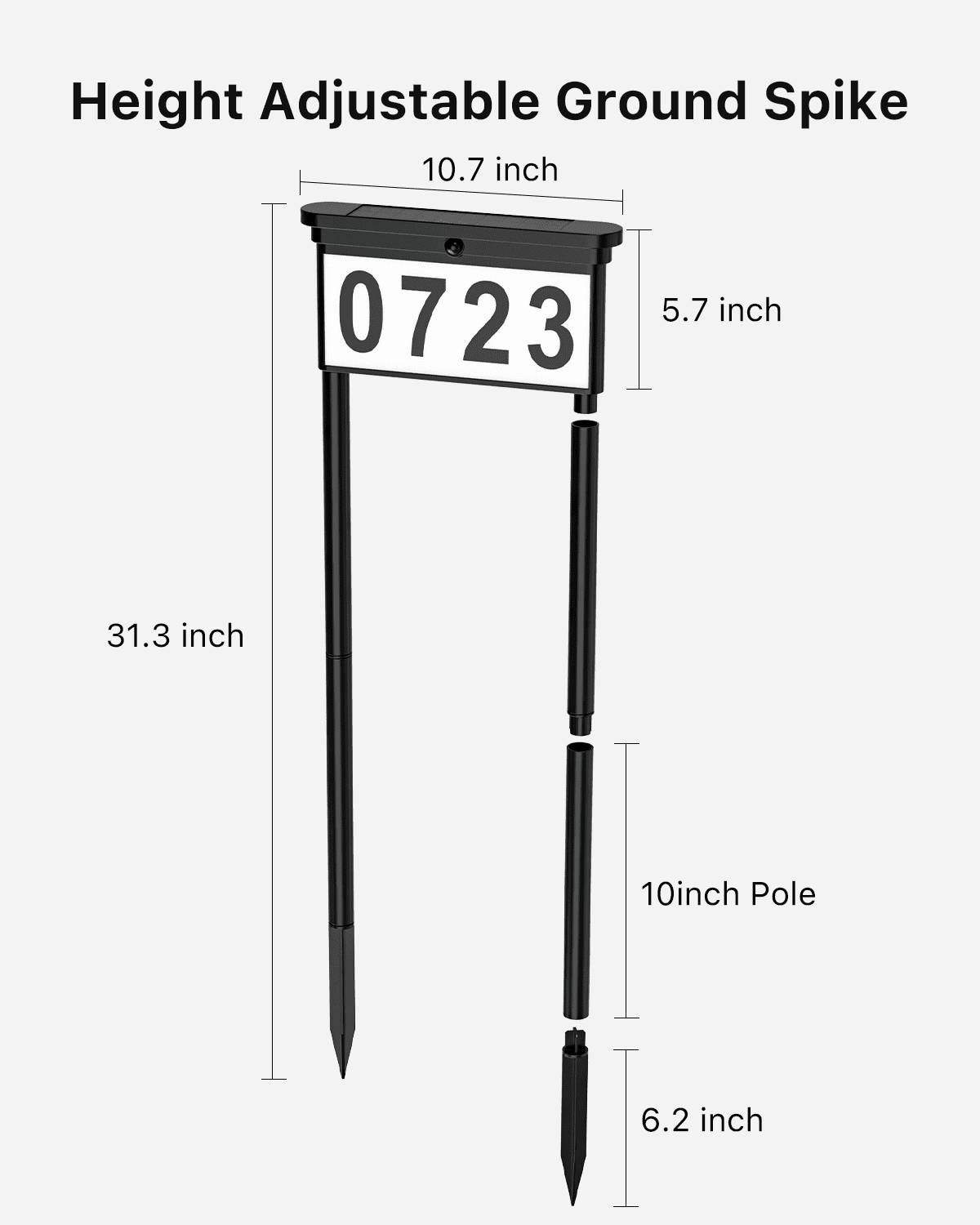 Yinghao Solar House Numbers Outdoor Waterproof Light up House Address Plaque, 3 Colors Dual Sided Stakes Installation Lighted Sign for Home, Mailbox