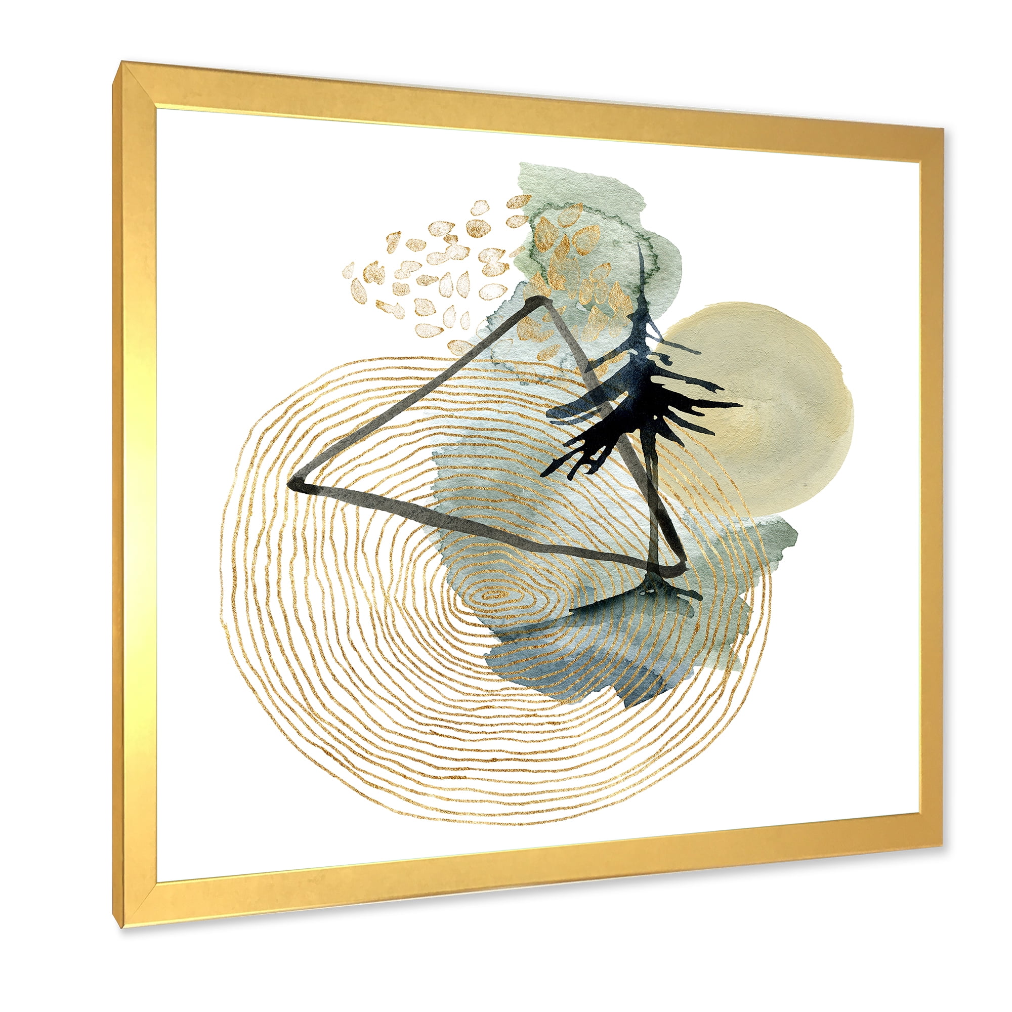 Designart 'Abstract Landscape Of Mountains Tree and Moon' Mid-Century Modern Framed Art Print