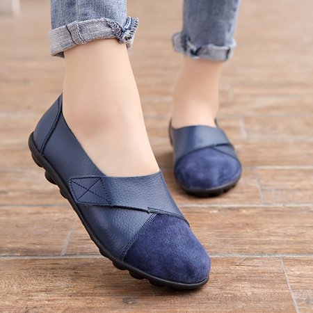 

Women s Comfy Casual Faux Slip-on Loafers - Leather Flats with Round Toe