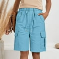 thumbnail image 6 of Womens Cargo Shorts Elastic Waist Knee Length Bermuda Shorts Summer Outdoor Waterproof Hiking Pants with Pockets Sky Blue 2XL, 6 of 7