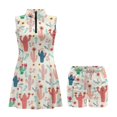 thumbnail image 4 of COEQINE Cactus and Floral Print Women's Golf Dress with Built in Shorts and Pockets Sleeveless Lightweight Athletic Dresses Breathable Elastic Tennis Outfits, M, 4 of 7