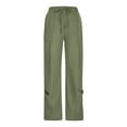 thumbnail image 4 of SUYOLL Women Trousers Casual Solid Color Loose Drawstring with Pockets Elastic Waist Long Sporty Pants, 4 of 6