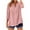 Pink, variant on Bmawag Summer Tops for Women 3/4 Sleeve V-Neck Solid Color Plus Size Turndown Collar Pullover Blouses Women's Fashionable Dressy Casual Loose Shirts Gifts for Women Army Green L