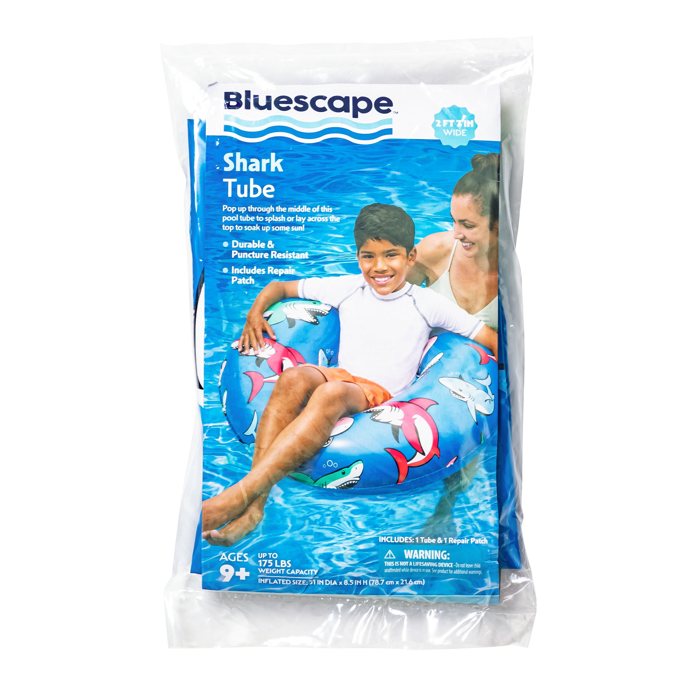 Bluescape Blue Shark Inflatable Swim Tube Pool Float, for Kids & Adults, Age 9 & up, Unisex