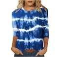 thumbnail image 2 of LEBONYARD Womens Tops Long Sleeve,Women's Fashion Printed T-shirt 3/4 Sleeves Blouse Round Neck Casual Tops Navy XXL, 2 of 5