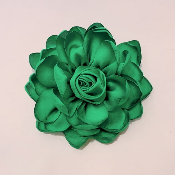 10cm Rose Fabric Flower Accessory Women Versatile Corsage Hair Clip Suit Lapel Clothing Bags DIY Corsage-Green