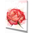 thumbnail image 2 of Red Rose Illustration with Splashes - Floral Canvas Art Print, 2 of 3