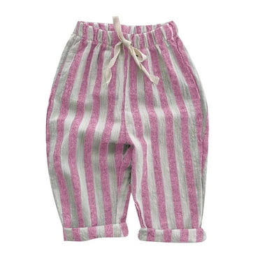 MEZZALL Kids Baby Girl Minimalist Striped Pants Daily Elastic Waist Pants Trousers 0-3 Months Trendy Kids Wear
