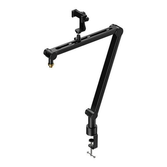 360 Degree Adjustable Microphone Stand with Phone Holder Live Streaming Heavy Duty Boom Arm Microphone Holder