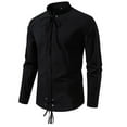 thumbnail image 1 of pstuiky manga larga de hombre, Top informal de manga larga con cuello alto y botones con cordón para hombre, de color liso y moderno Tops de talla grande para hombre xl, 1 of 8
