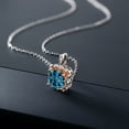 thumbnail image 4 of Gem Stone King 925 Sterling Silver London Blue Topaz Pendant Necklace for Women (2.91 Cttw Cushion Cut 8MM, Gemstone Birthstone, with 18 inch Chain), 4 of 5