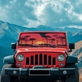 thumbnail image 3 of Uorisanigo Windshield Sun Shade Sun Visor for 1997-2017 Jeep Wrangler Rubicon Sahara TJ JK JKU 2/4 Doors 16.14"x52.95" Folding Front Window Sunshade for Car Accessories (Sunset Palm Tree), 3 of 7