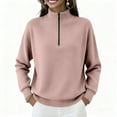 thumbnail image 6 of Sweaters for Women Soft Warm Quarter Zip Sweater Casual Loose Long Sleeve Pullover Tops Fall Winter Clothing Pink S, 6 of 7