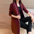 thumbnail image 5 of comerut Women Winter Coat Fleece Lapel Long Sleeves Mid Length Cardigan Warm Solid Color Casual Elegant Autumn Coat Female Clothing, 5 of 7