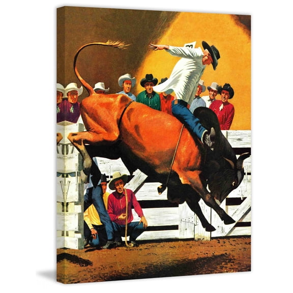 Marmont Hill Bull Riding by Fred Ludekens Painting Print on Canvas