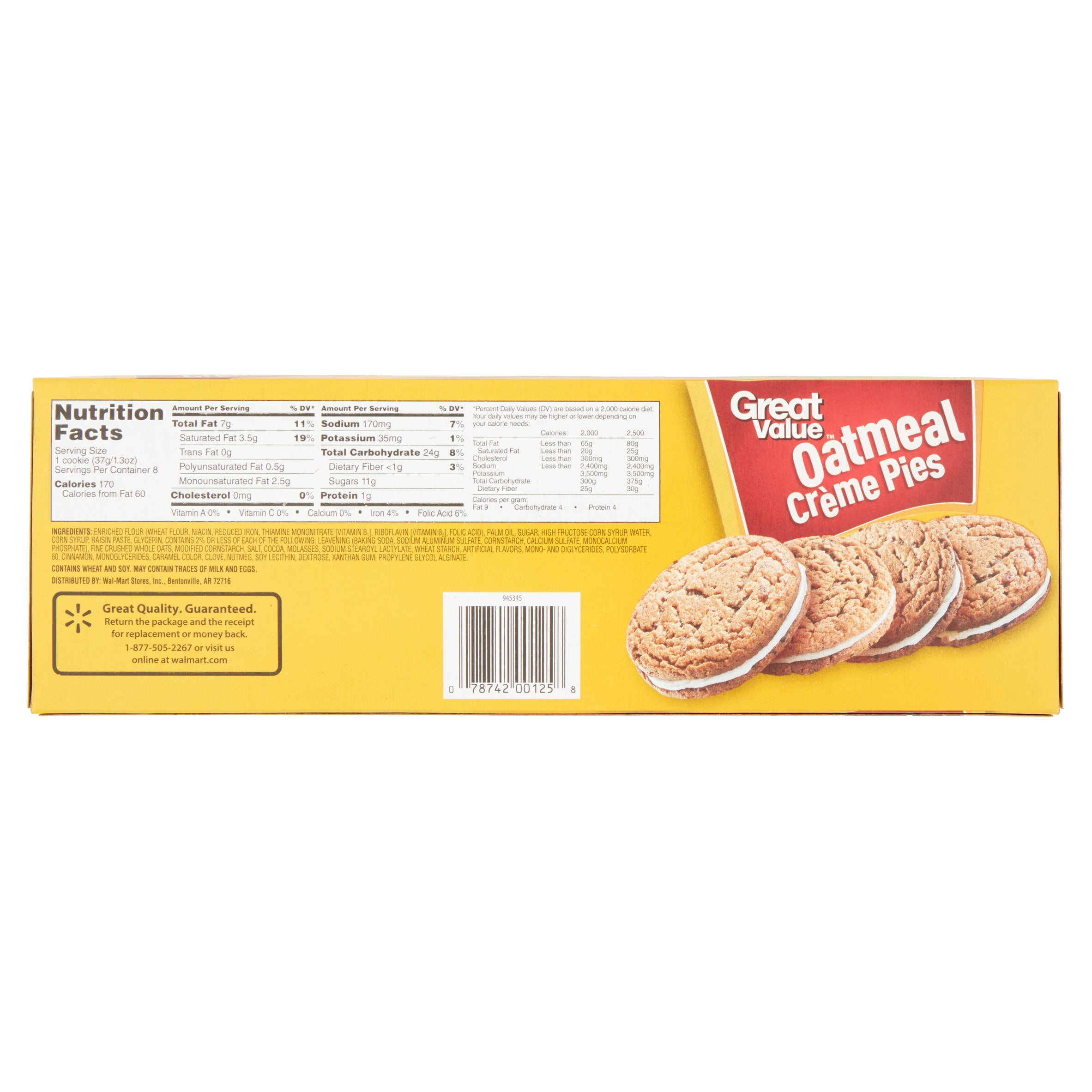 Great Value Oatmeal Creme Pies, 8ct