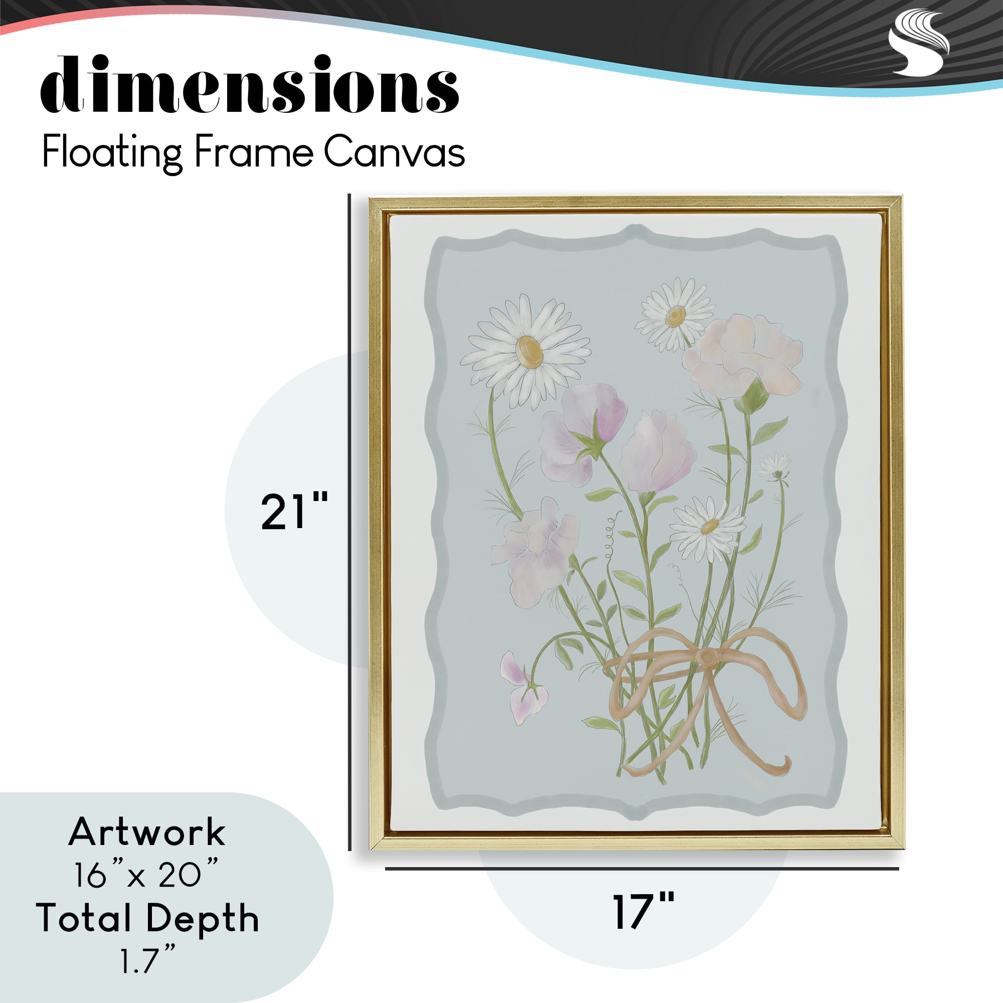 Spring Cottage Clippings Gold Framed Floater Canvas Wall Art, design by Leslie Hermosa