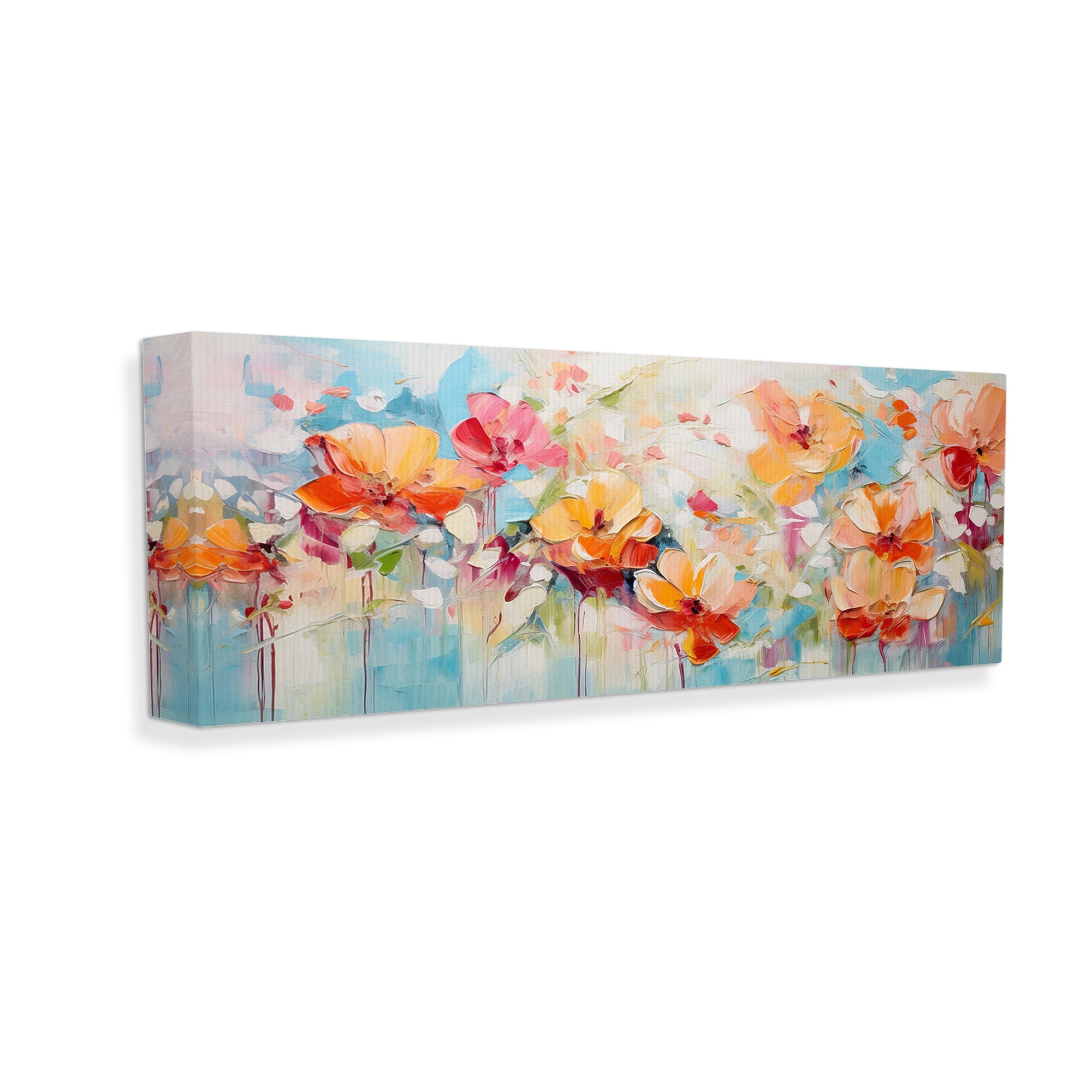 Stupell Industries Flowers with Paint Drip Botanical & Floral Painting Gallery Wrapped Canvas Art Print Wall Art, 48 x 20