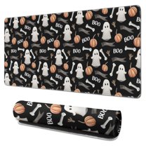 Long Mouse Pads for Desk,Halloween Ghost Pumpkin Pattern Desk Mats on Top Of Desks, Desk Mouse Pad Extra Large with 3mm Non-Slip Base and Stitched Edge for Gaming,Office,Work,Home 31.5"x15.7"