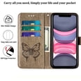 thumbnail image 6 of Phone Case for iPhone XR Wallet,Card Holder [Kickstand][Wrist Strap] Butterfly Floral Embossed for Women PU Leather Flip Protective Cover for iPhone XR Cases 2021 (Gray), 6 of 16