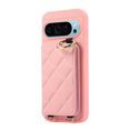 thumbnail image 5 of Crossbody Wallet Case for Google Pixel 9 / 9 Pro with Make-up Mirror, PU Leather Lanyard Purse Magnetic Clasp Card Holder, Flip Kickstand Shockproof Phone Cover for Google Pixel 9 / 9 Pro, Pink, 5 of 7