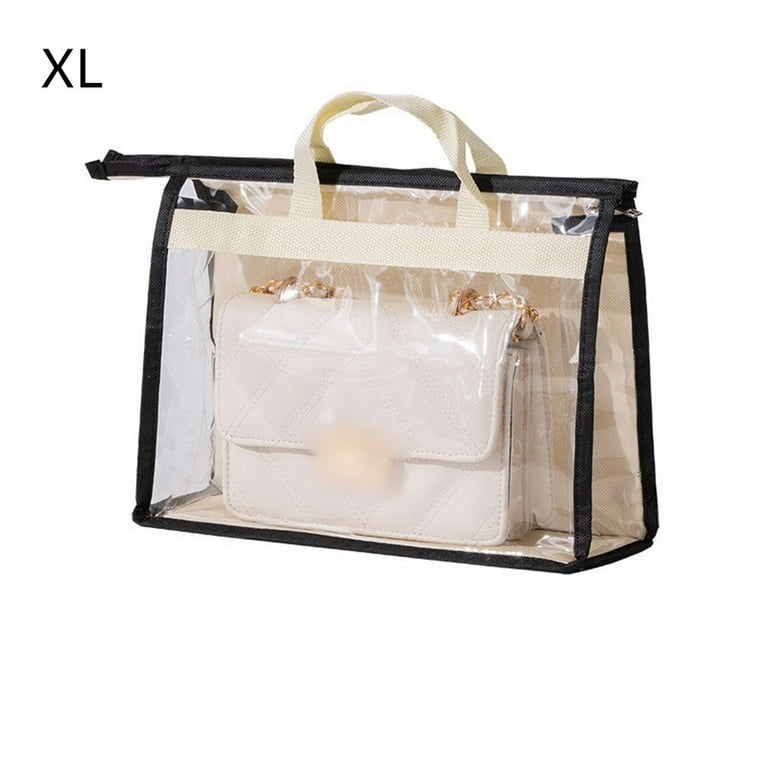 Happon Dust Cover Organizer Bags, Clear Handbag Storage Bag Purse Storage  Organizer with Zipper and Handles for Closet Handbags Purses ( Size: XL,  Beige) 