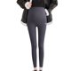 thumbnail image 2 of Gibobby Mujeres Tallas grandes Terciopelo Engrosamiento Ropa de maternidad Pantalones de vientre Noveno pantalones Pantalones de cuero de falso Leggings embarazadas (Gris, M), 2 of 5