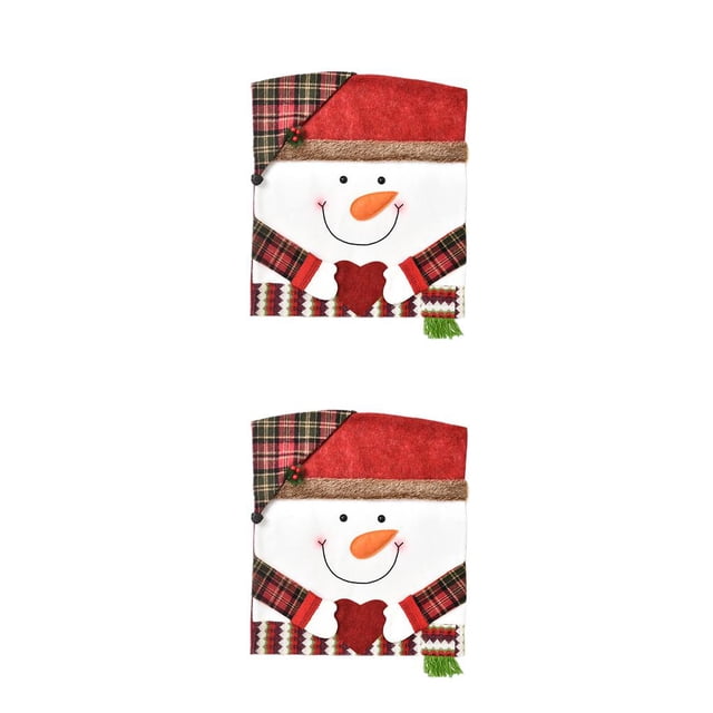 Bearachild Funda trasera para silla de tela de franela de animales de dibujos animados de Papá Noel, fundas de asiento suaves y cómodas, decoración Muñeco de nieve 2piezas Bearachild CBP183636