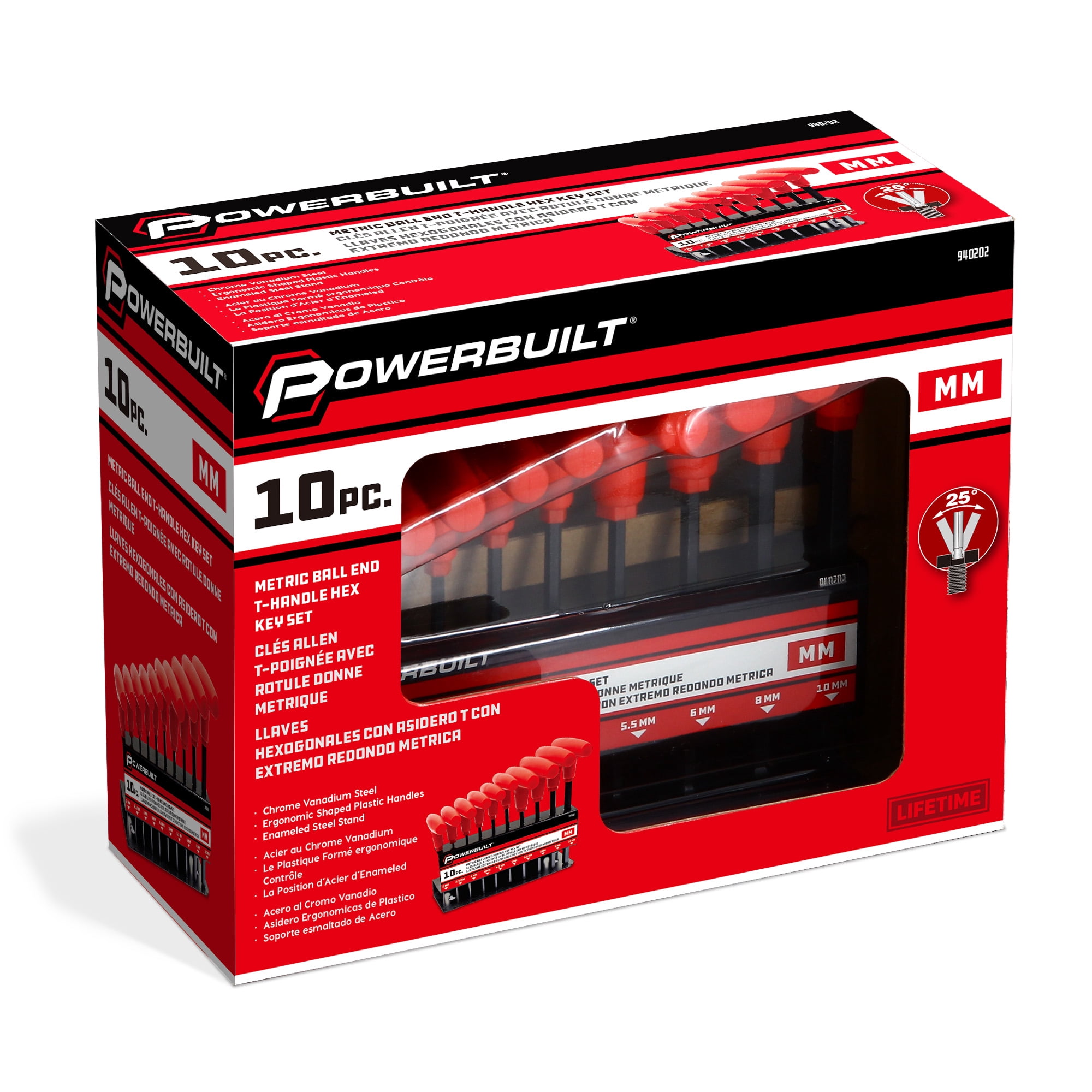 Powerbuilt 10 Piece Metric T-Handle Hex Key Wrench Set - 940202