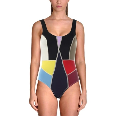 - Cynthia Rowley Womens Prism Scuba Colorblock One-Piece Swimsuit
