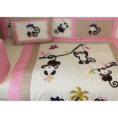 Babyfad Monkey Girl 10 Piece Crib Bedding Set Walmart Canada