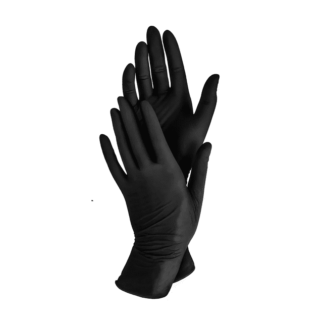 Guante Vinil Nitrilo Libre De Latex Negro / L