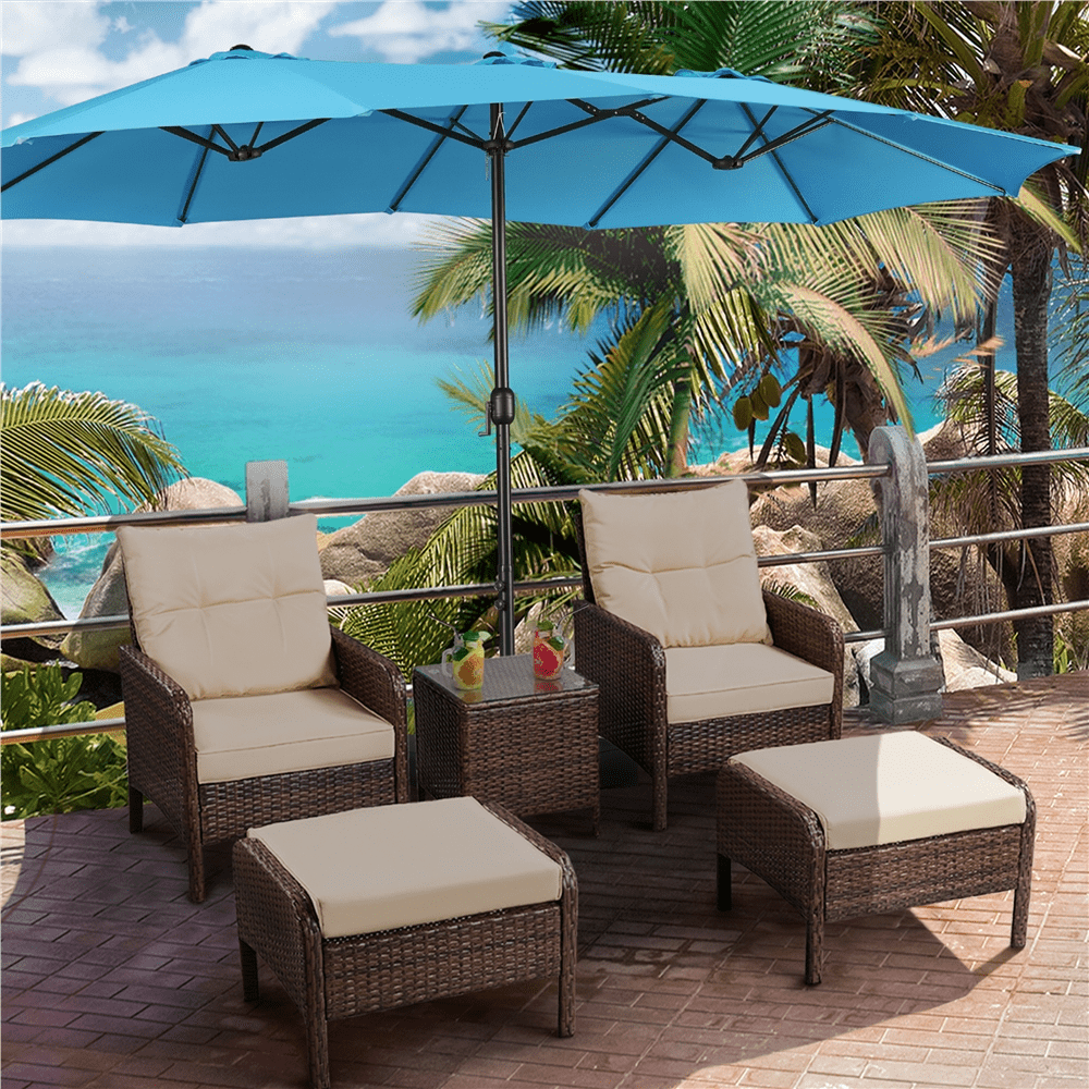 Renwick 13 FT Triple-Size Extra Large Patio Umbrella with Crank, Sky Blue