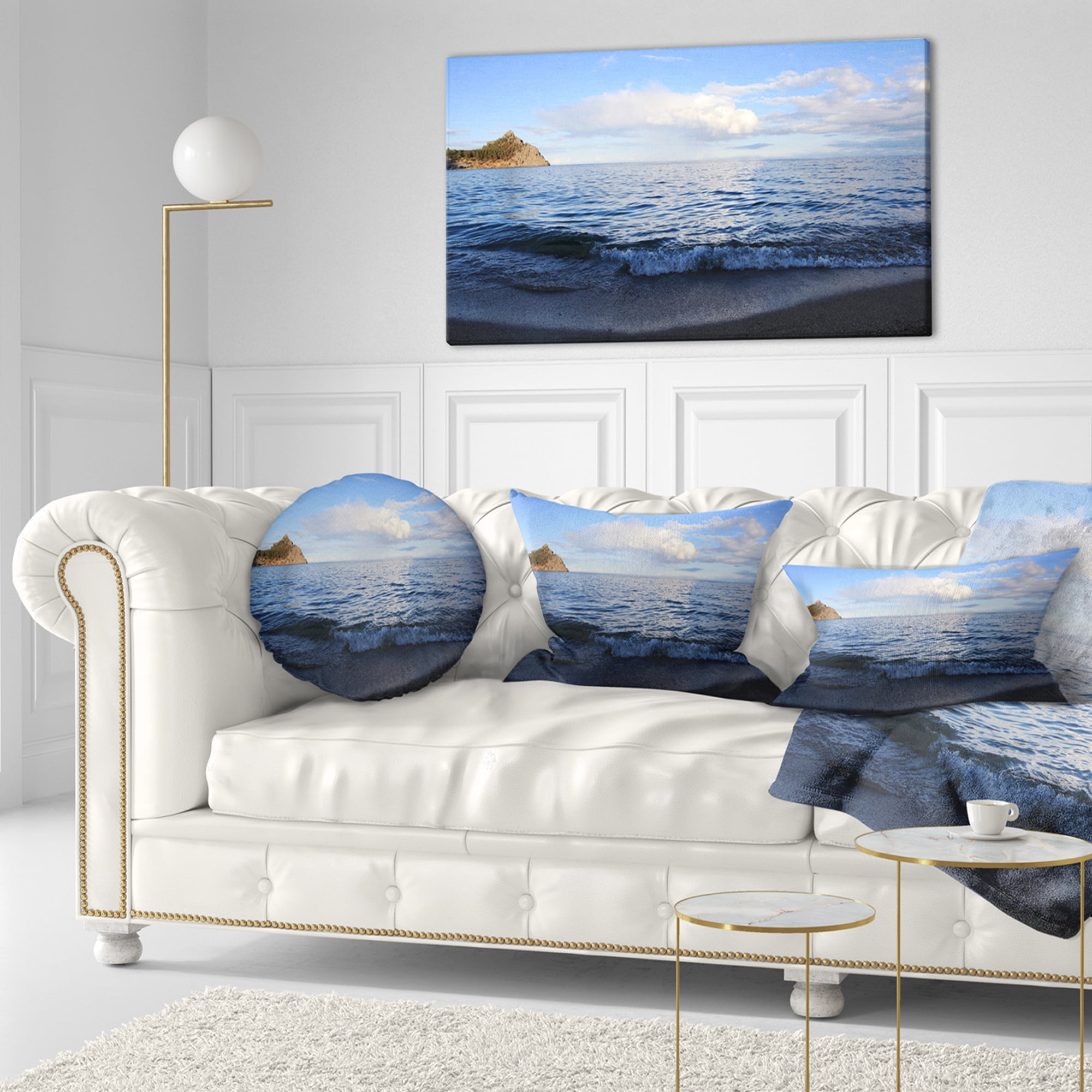 Designart 12" x 20" Blue Polyester Throw Pillow