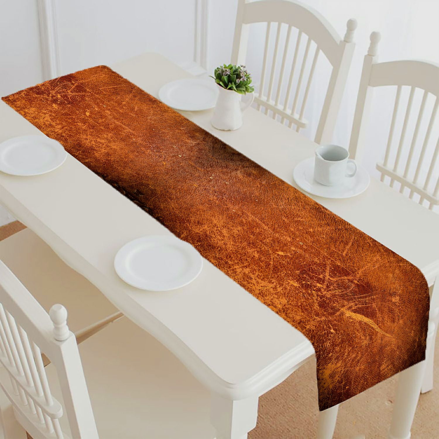 ABPHQTO Grunge Old Leather Texture Dark Edges Table Runner Placemat